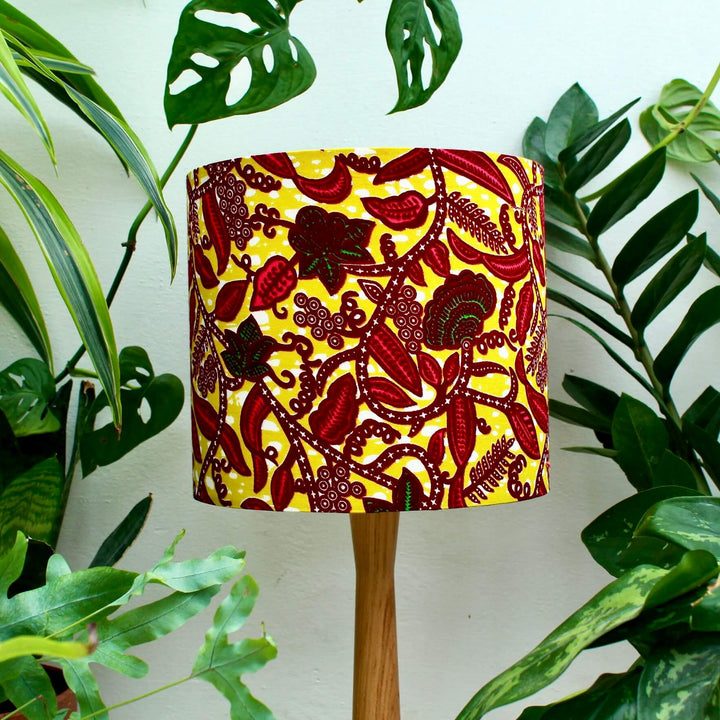 Light Lime Green Floral African Lampshade