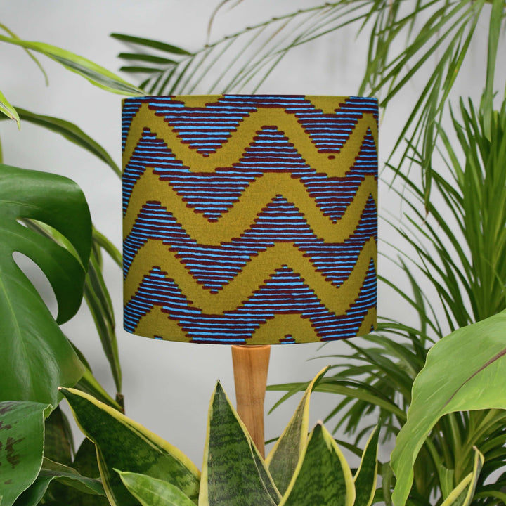 Teal and Yellow Waves African Lampshade