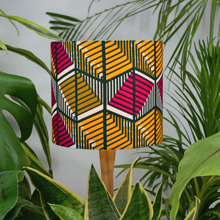 Pink and Yellow Geometric African Lampshade