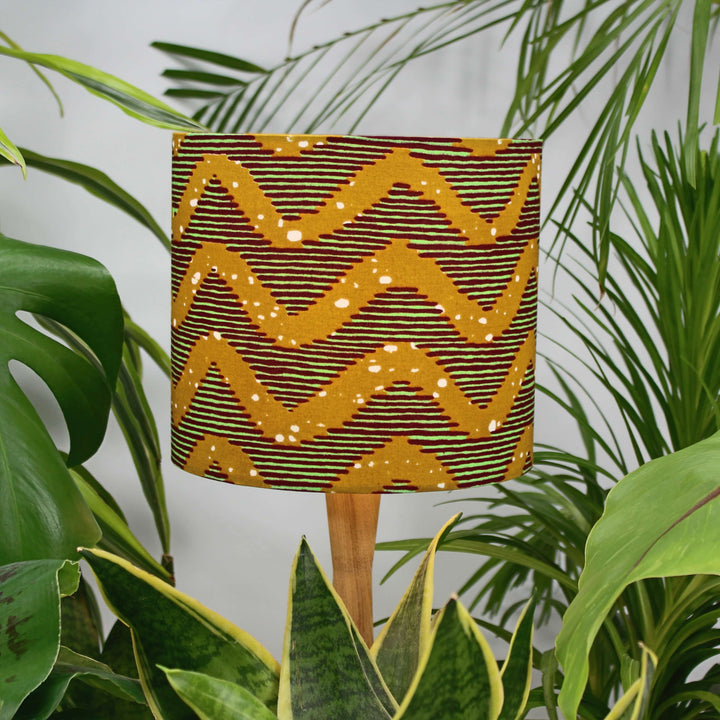 Mustard Yellow and Lime Waves African Lampshade