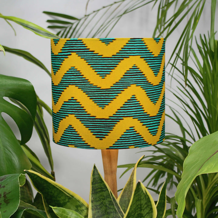 Green and Yellow Waves African Lampshade