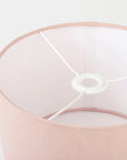 Blush linen lampshade close up of adaptor