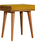 Jaya Mustard Yellow Velvet Mango Wood Stool