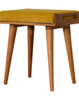 Jaya Mustard Yellow Velvet Mango Wood Stool
