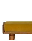 Jaya Mustard Yellow Velvet Mango Wood Stool