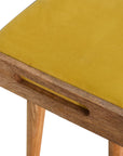 Jaya Mustard Yellow Velvet Mango Wood Stool