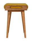 Jaya Mustard Yellow Velvet Mango Wood Stool