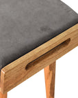 Jaya Grey Velvet Mango Wood Stool