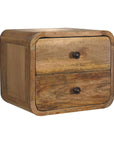 Kala Floating Mango Wood Bedside Table in Oak