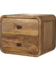 Kala Floating Mango Wood Bedside Table in Oak