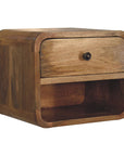Kanan Floating Mango Wood Bedside Table in Oak