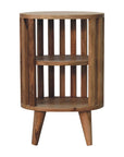 Biwa Mango Wood Double Shelf Bedside Table in Oak