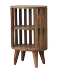 Biwa Mango Wood Double Shelf Bedside Table in Oak