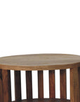 Biwa Mango Wood Double Shelf Bedside Table in Oak