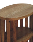 Biwa Mango Wood Double Shelf Bedside Table in Oak