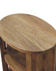 Biwa Mango Wood Double Shelf Bedside Table in Oak