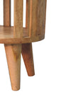 Biwa Mango Wood Double Shelf Bedside Table in Oak