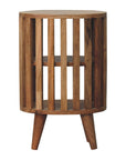 Biwa Mango Wood Double Shelf Bedside Table in Oak