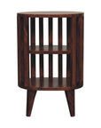 Biwa Mango Wood Double Shelf Bedside Table in Chestnut