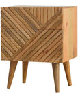 Arwa 2 Drawer Mango Wood Bedside Table in Oak