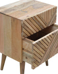 Arwa 2 Drawer Mango Wood Bedside Table in Oak