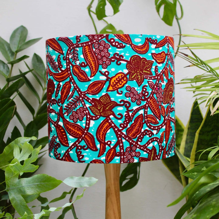 Turquoise Floral African Lampshade