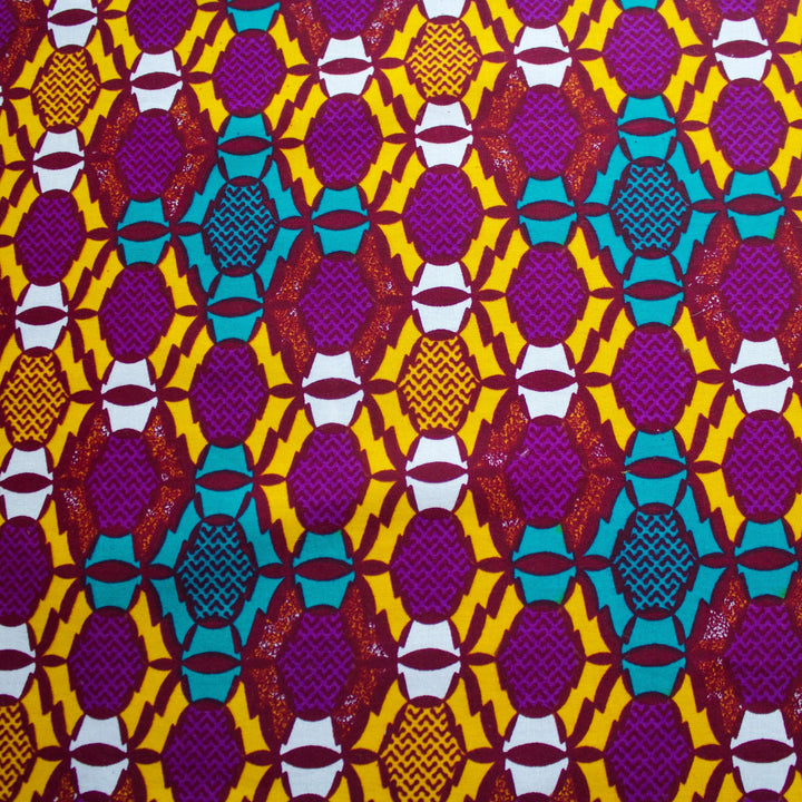 Yellow and Purple Hexagons Fabric