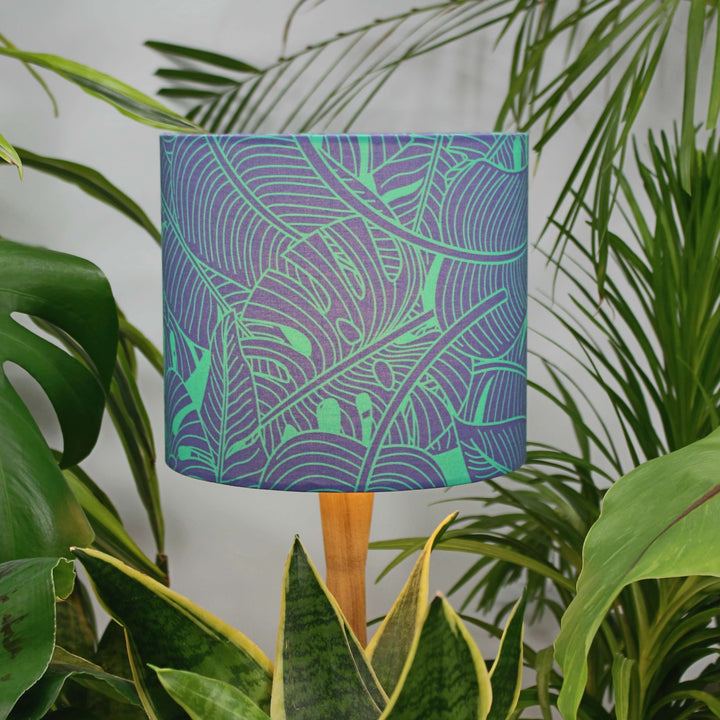 Green and Purple Monstera Leaf Tropical Lampshade