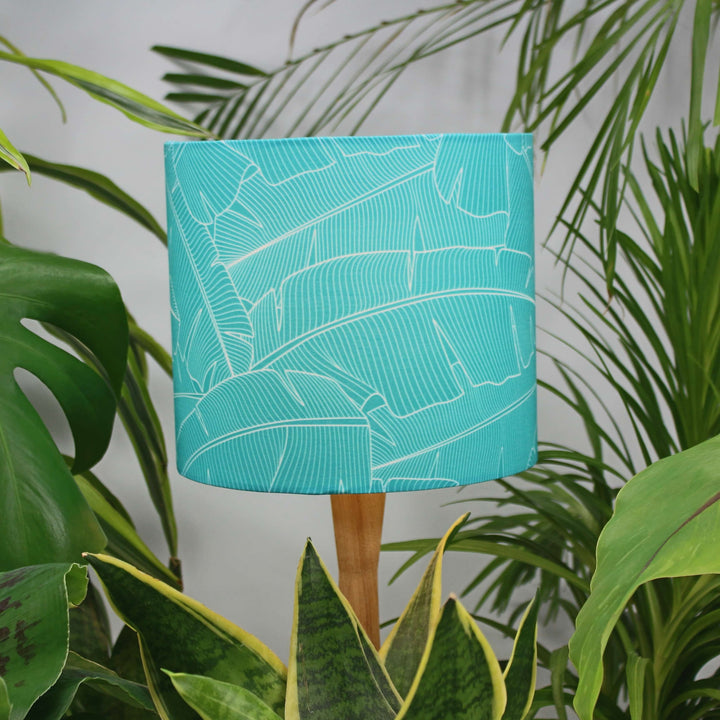 Aqua Banana Leaf Tropical Lampshade