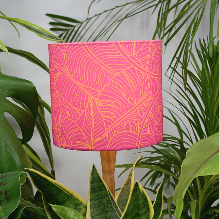 Pink Monstera Leaf Tropical Lampshade