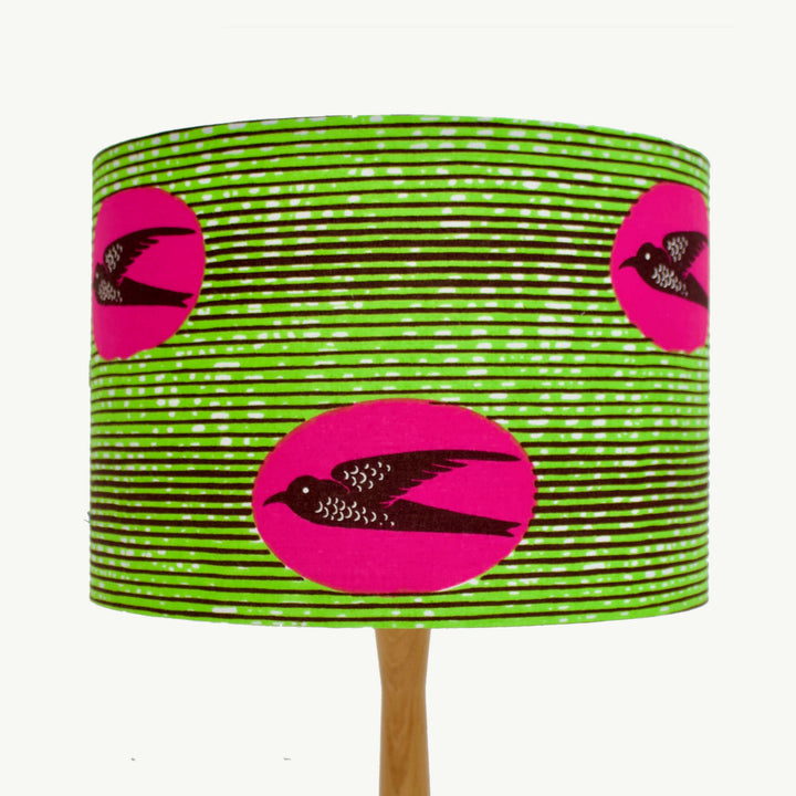 Lime Green and Pink Swallow Bird African Lampshade