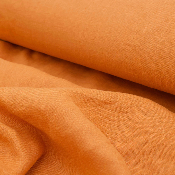 Pumpkin Orange Linen Fabric