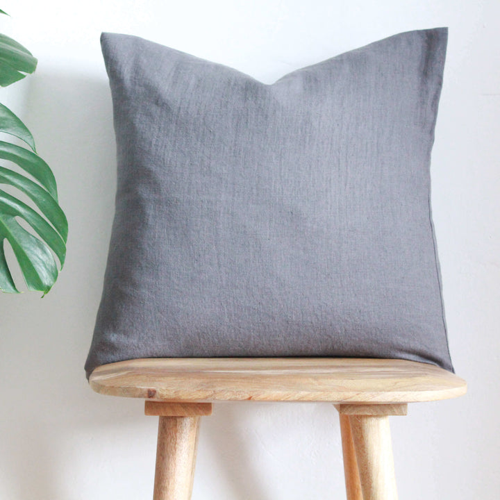 Graphite Grey Linen Cushion Cover - Tropikala