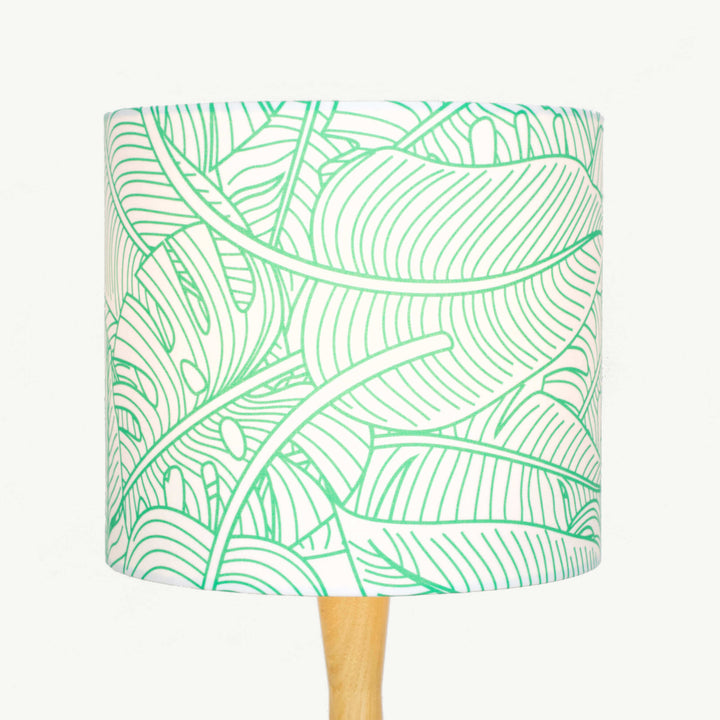 White and Green Monstera Leaf Lampshade - Tropikala