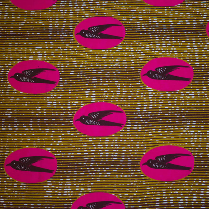 Gold and Pink Swallow Fabric