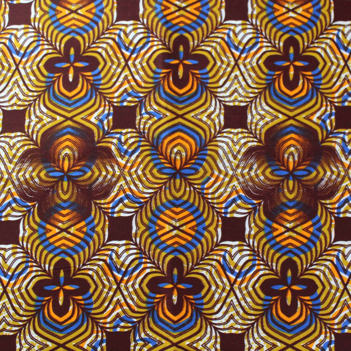 Floral Brown Tiles Fabric
