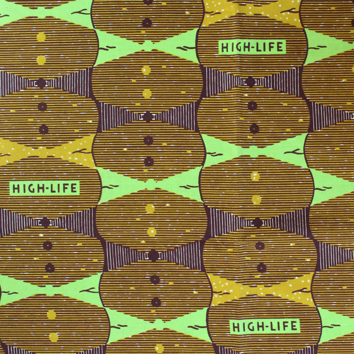 Lime Green and Gold Highlife Fabric