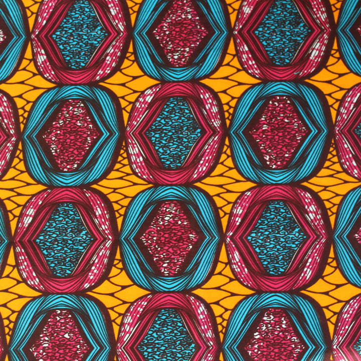 Orange, Pink and Blue Pattern Fabric