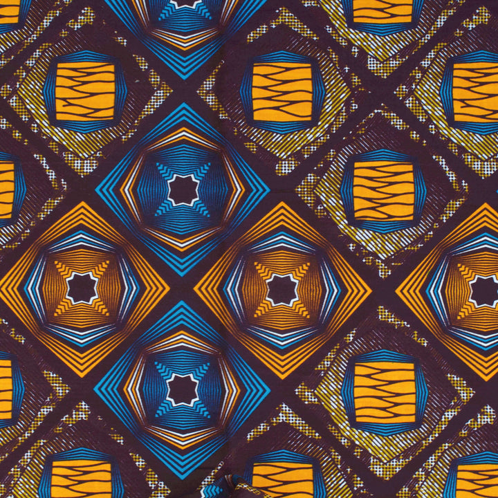 Blue and Yellow Diamond Tiles Fabric
