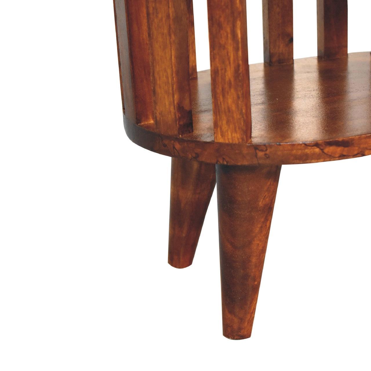 Biwa Mango Wood Double Shelf Bedside Table in Chestnut