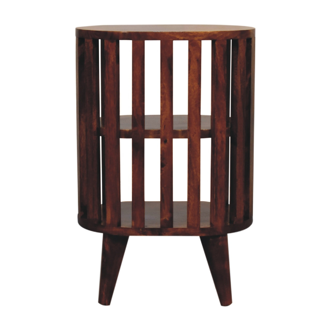 Biwa Mango Wood Double Shelf Bedside Table in Chestnut