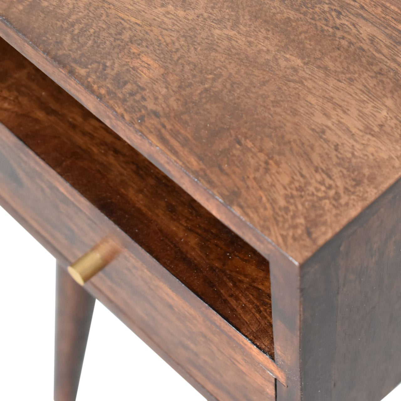 Nusa Mango Wood Bedside Table in Walnut