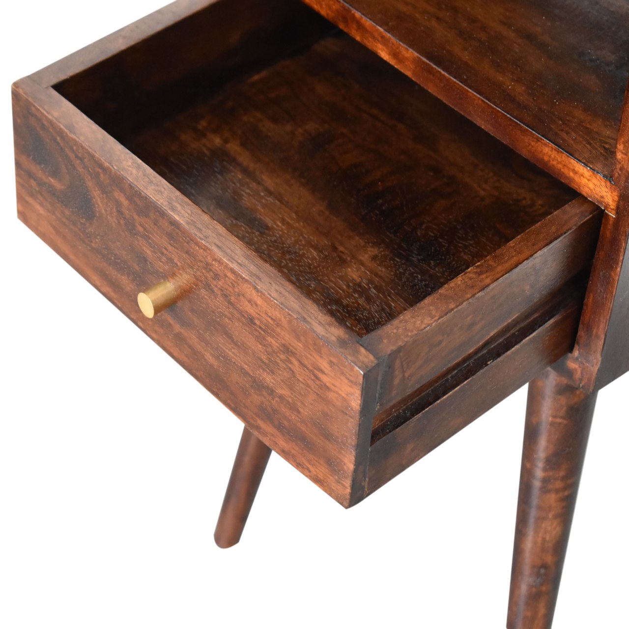Nusa Mango Wood Bedside Table in Walnut