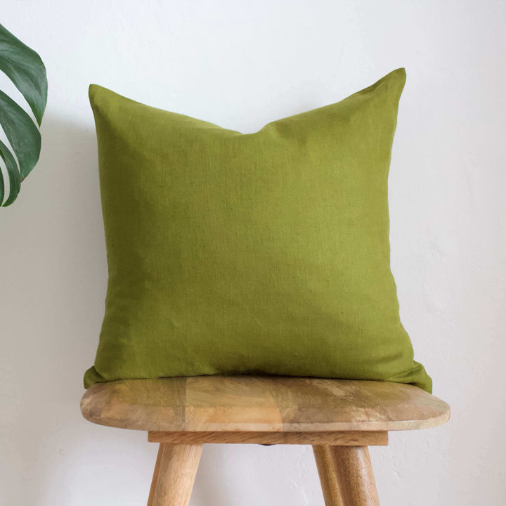 Moss Green Linen Cushion Cover
