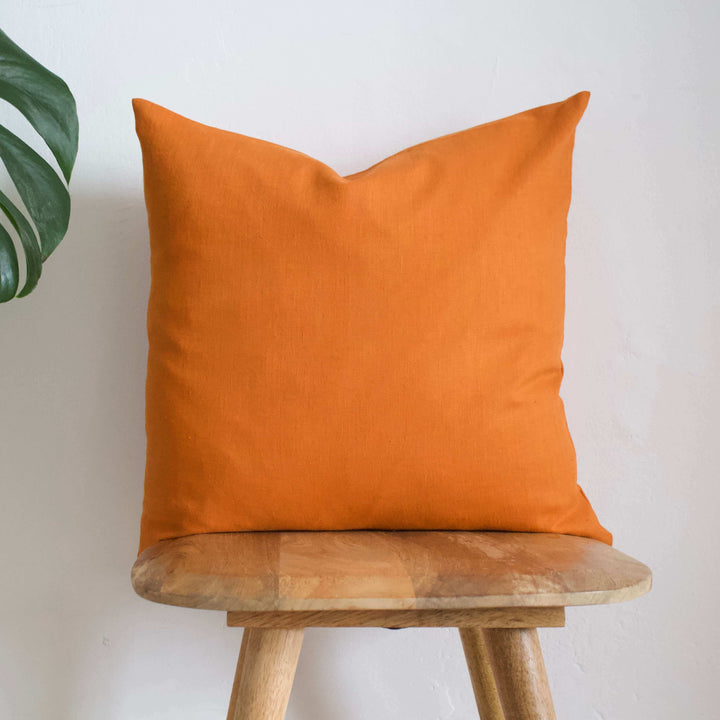 Pumpkin Orange Linen Cushion Cover