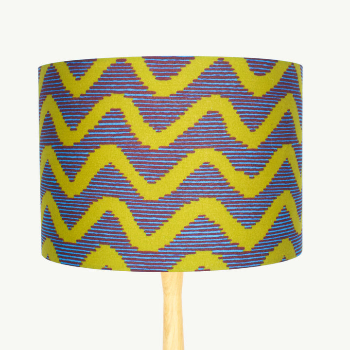 Teal and Yellow Waves African Lampshade - Tropikala