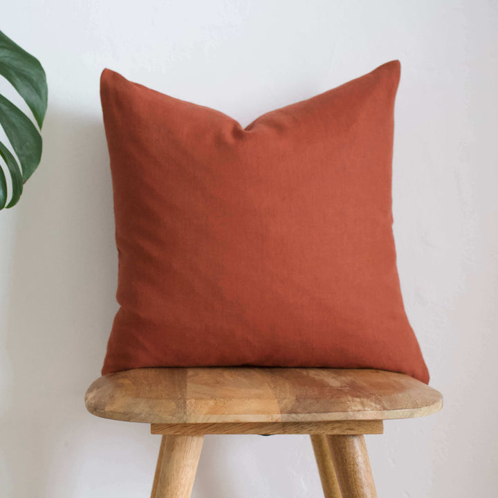 Terracotta Linen Cushion Cover