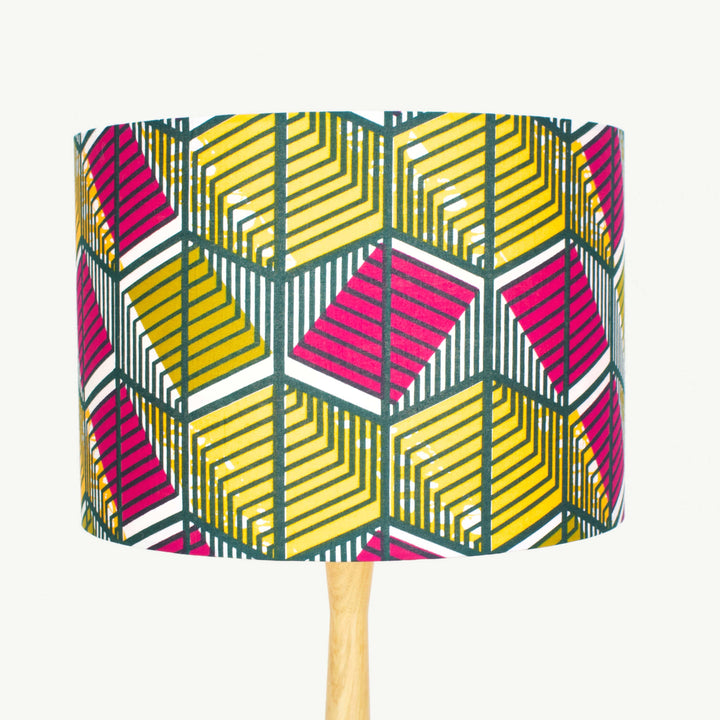 Pink and Yellow Geometric African Lampshade - Tropikala